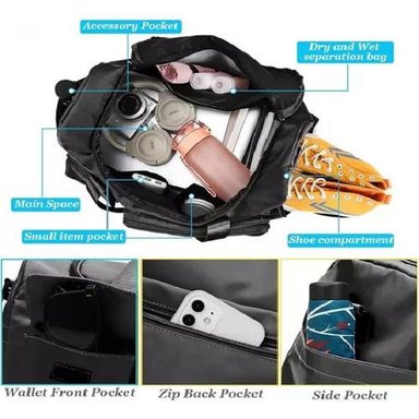 BOLSO VIAJE DEPORTIVO 35 LITROS COLOR NEGRO POLIÉSTER - 5