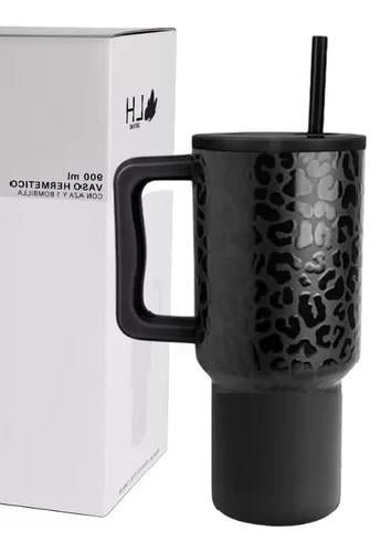 VASO TÉRMICO MUG, 900 LT, ACERO INOXIDABLE, NEGRO LEOPARDO - 2