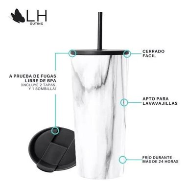 VASO TÉRMICO MUG LH 700 LT, ACERO INOXIDABLE, MARMOLEADO - 2
