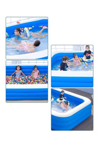 PISCINA INFLABLE RECTANGULAR + INFLADOR 210X140X60 CM AZUL - 5