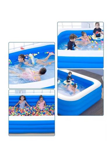 PISCINA INFLABLE RECTANGULAR + INFLADOR 210X140X60 CM AZUL - 7