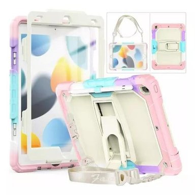 MICA Y FUNDA PARA IPAD 10.2 (8, 9 Y 7 GENERACIÓN), USO RUDO, CORREA MULTICOLOR - 1