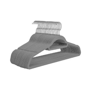 SET 50 GANCHOS COLGADORES ROPA TERCIOPELO GRIS - 1
