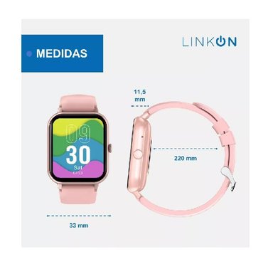 RELOJ INTELIGENTE SMARTWATCH DEPORTIVO COLOR ROSADO - 2