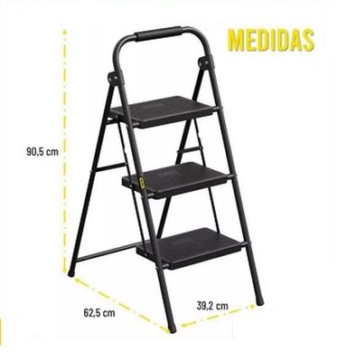 ESCALERA PLEGABLE MULTIUSO 3 PELDAÑOS COLOR NEGRO - 4