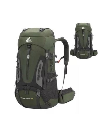 MOCHILA IMPERMEABLE 60L CON CUBRE MOCHILA COLOR VERDE - 4