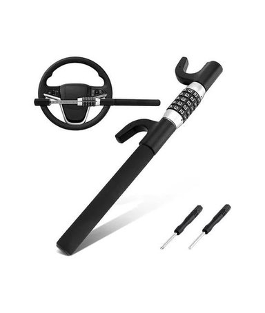 TRABAVOLANTE CON CLAVE UNIVERSAL, BLOQUEO DE VOLANTE, COLOR NEGRO - 1