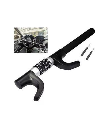 TRABAVOLANTE CON CLAVE UNIVERSAL, BLOQUEO DE VOLANTE, COLOR NEGRO - 2