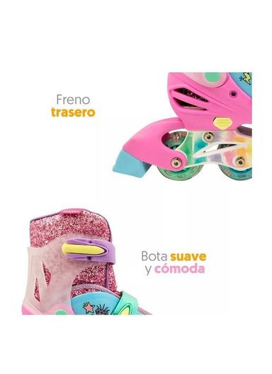 PATINES EN LÍNEA RUSH GIRL-2025 AJUSTABLES T 34-37, ROSADO - 3