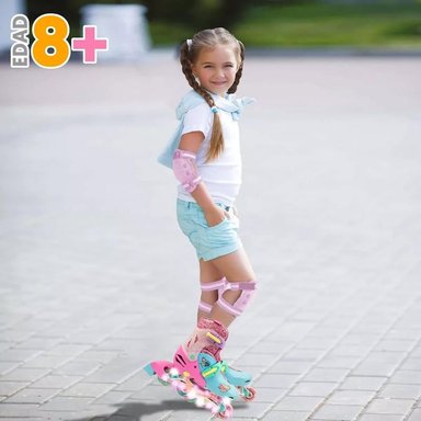 PATINES EN LÍNEA RUSH GIRL-2025 AJUSTABLES T 34-37, ROSADO - 4
