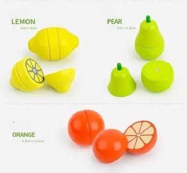 SET CORTA FRUTAS Y VERDURAS MADERA CON IMÁN, JUEGO 17 PIEZAS MULTICOLOR - 4