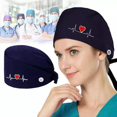 COFIA CLÍNICA, GORRO QUIRÚRGICO, 95% ALGODÓN, 5% LYCRA, UNIFORMES, COLOR AZUL - 2