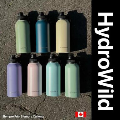 BOTELLA TÉRMICA DE 1 LITRO, INOXIDABLE, HYDROWILD, 1000 ML, CON TAPAS, COLOR LIMÓN VERDE - 3