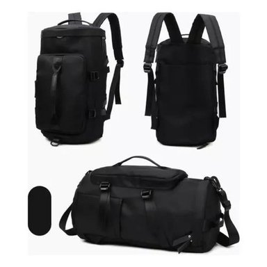 BOLSO DE VIAJE IMPERMEABLE MOCHILA MULTIUSOS HOMBRO GIMNASIO NEGRO - 3