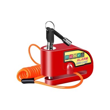 CANDADO PARA FRENO DE DISCO MOTO CON ALARMA Y PIOLA - 1