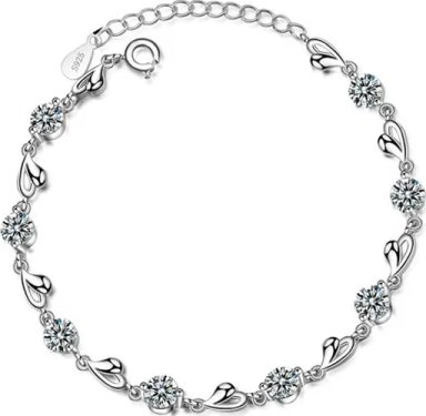 PULSERA PLATA 925 CRISTALES CORAZON FINO - 1
