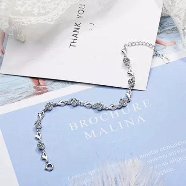 PULSERA PLATA 925 CRISTALES CORAZON FINO - 4