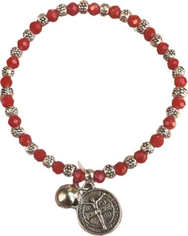 PULSERA SAN BENITO CRISTALES ROJOS PROTECCION - 7