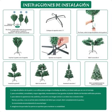 ARBOL DE NAVIDAD PASCUA 2.1 METROS NEVADO ARMABLE VERDE - 3