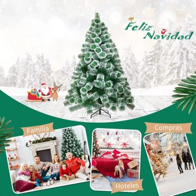 ARBOL DE NAVIDAD PASCUA 2.1 METROS NEVADO ARMABLE VERDE - 4