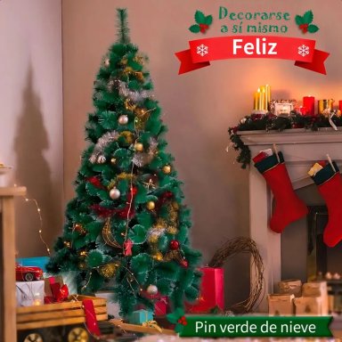 ARBOL DE NAVIDAD PASCUA 2.1 METROS NEVADO ARMABLE COLOR VERDE - 3
