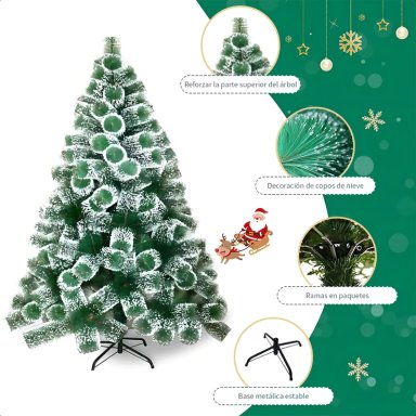 ARBOL DE NAVIDAD PASCUA 2.1 METROS NEVADO ARMABLE COLOR VERDE - 5