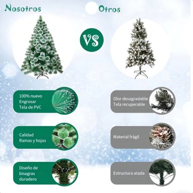 ARBOL DE NAVIDAD PASCUA 2.1 METROS NEVADO ARMABLE COLOR VERDE - 7