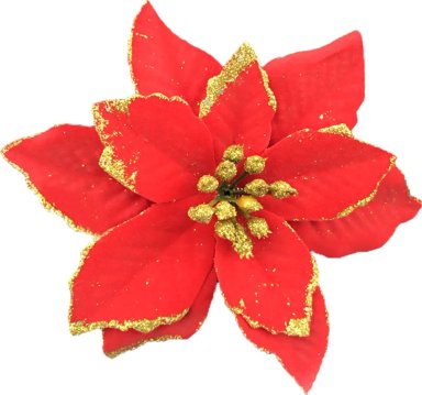 10 FLORES NAVIDEÑAS CON CLIP 14CM PARA ARBOL DE NAVIDAD - 3