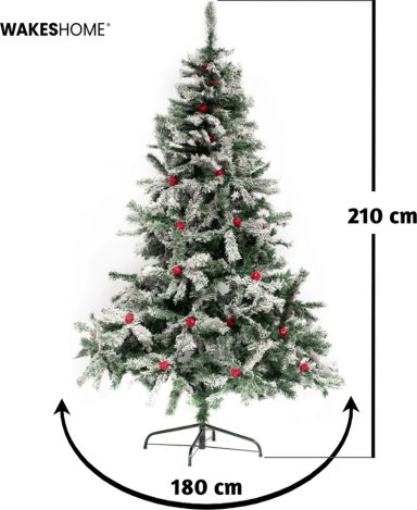 ARBOL DE NAVIDAD FRONDOSO NEVADO CON MANZANAS 2.10M VERDE NEVADO - 4