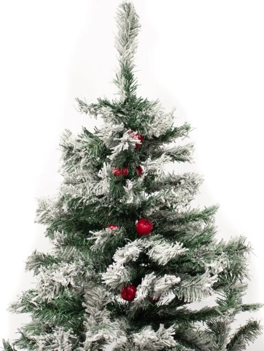 ARBOL DE NAVIDAD FRONDOSO NEVADO CON MANZANAS 2.10M VERDE NEVADO - 5