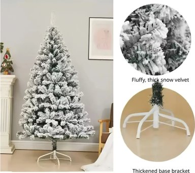 ARBOL DE NAVIDAD NEVADO COLOR BLANCO 180CM EFECTO NIEVE - 2