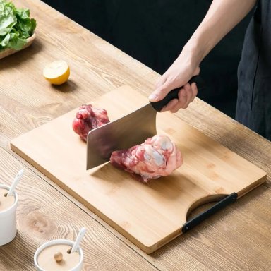 TABLA DE CORTAR DE MADERA BAMBU CARNE Y VERDURAS PICOTEO 38X28CM - 3