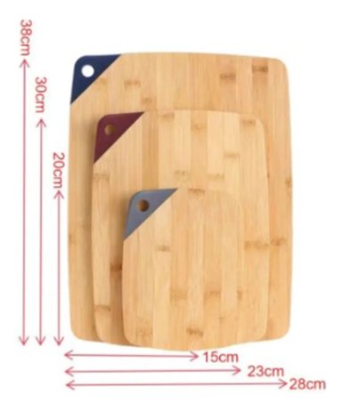SET DE 3 TABLAS DE MADERA BAMBU PARA CORTAR DE COCINA - 1