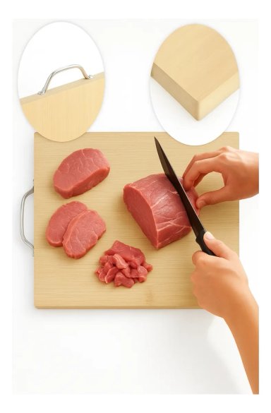 TABLAS DE COCINA DE BAMBU PARA CORTAR O SERVIR MANGO 36X26CM - 1