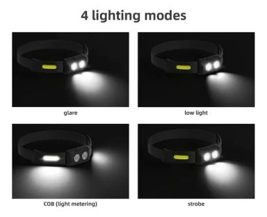 LINTERNA FRONTAL LED RECARGABLE CON SENSOR CINTA AJUSTABLE - 3