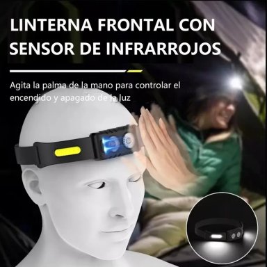 LINTERNA FRONTAL LED RECARGABLE CON SENSOR CINTA AJUSTABLE - 4