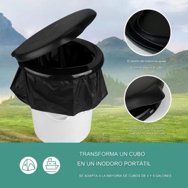 TAPA ASIENTO PARA BAÑO WC PORTATIL REDONDO PLASTICO - 4