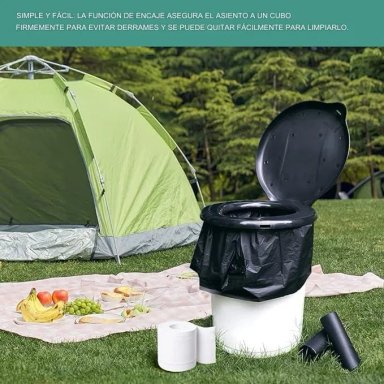 TAPA ASIENTO PARA BAÑO WC PORTATIL REDONDO PLASTICO - 5