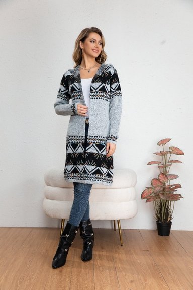 SWEATER LARGO TAPADO TIPO CARDIGAN MUJER ABRIGO ETNICO TENDENCIA 7011 - 2
