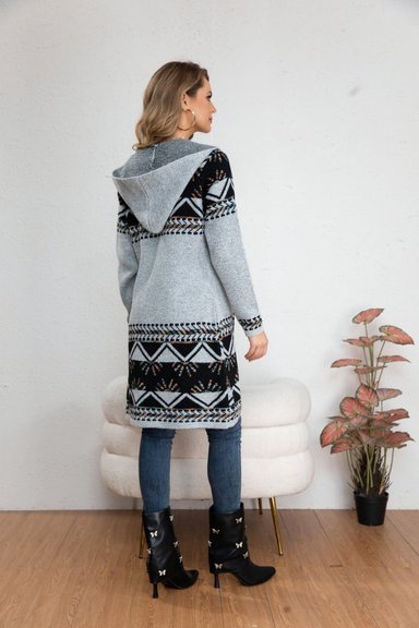 SWEATER LARGO TAPADO TIPO CARDIGAN MUJER ABRIGO ETNICO TENDENCIA 7011 - 3