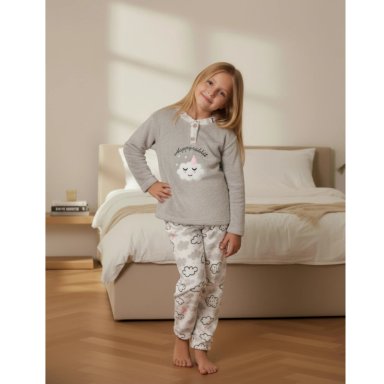 PIJAMA POLAR NIÑAS DISEÑOS NUBE Y COLORES INVIERNO 476 - 2