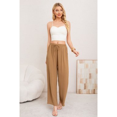 PANTALON PALAZZO ALGODON MUJER TIPO LINO BOTA ANCHA 3002 - 2