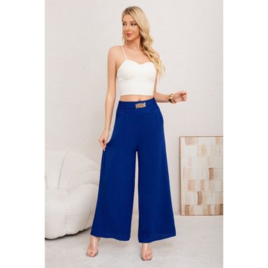 PANTALON PALAZZO ALGODON MUJER TIPO LINO BOTA ANCHA HEBILLA 3006 - 3