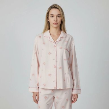 PIJAMA MUJER MANGA LARGA BOTONES DISEÑOS COLORES 107 - 2