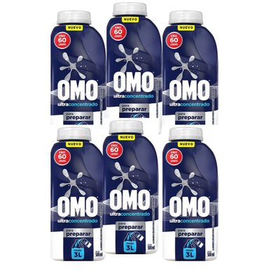 OMO MATIC ULTRA POWER LÍQUIDO 500ML BOTELLA ANTIBACTERIAL PACK 6 UNIDADES - 1