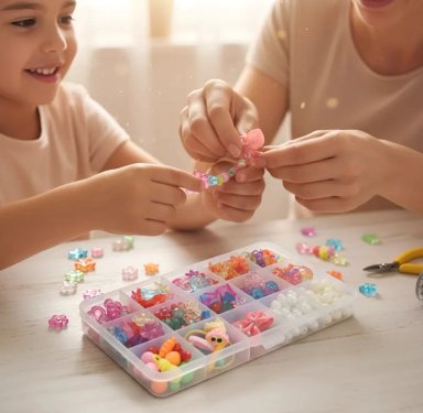 SET A JUEGO DIDÁCTICO MANUALIDAD COLLARES PULSERA BISUTERÍA + REGALO - 1