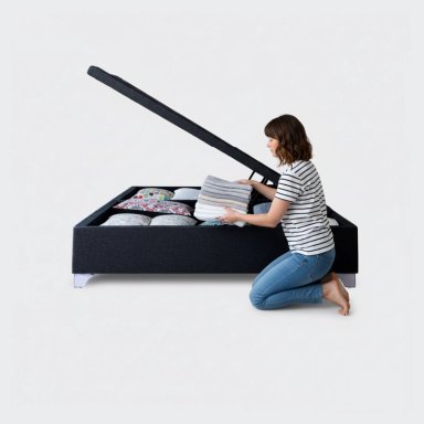 CAMA BAÚL 2 PLAZA COLOSAL CON RESPALDO TUBULAR NEGRO - 2