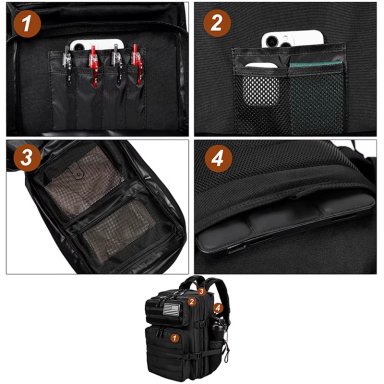 MOCHILA TACTICA DEPORTIVA 45L ALPHA EN COLOR NEGRO TITANFIT - 9