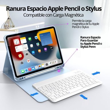 FUNDA TECLADO PARA IPAD AIR 10.9 (4 Y 5) RANURA LÁPIZ CARGA - 4