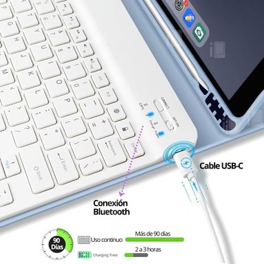 FUNDA TECLADO PARA IPAD AIR 10.9 (4 Y 5) RANURA LÁPIZ CARGA - 7